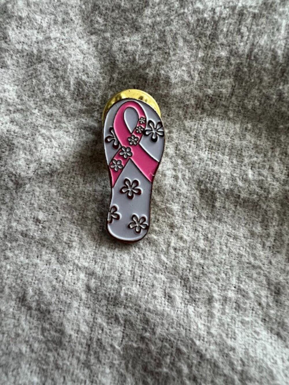 Vintage Pink & White Floral Lapel Breast Cancer Awareness Pin